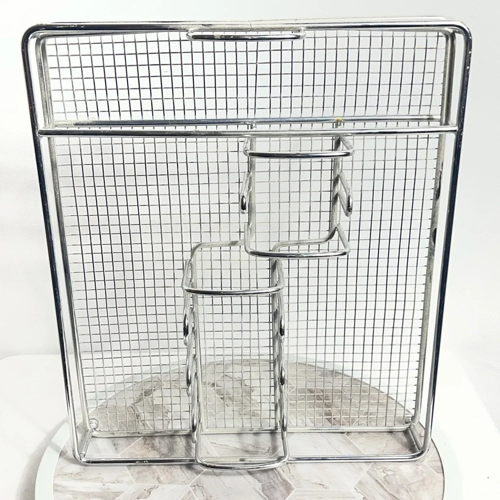 Chrome Wire Mesh Utensil Rack Countertop Kitchen Organizer 12x12